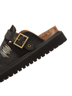 Birkenstocks vintage de mezclilla bordada 