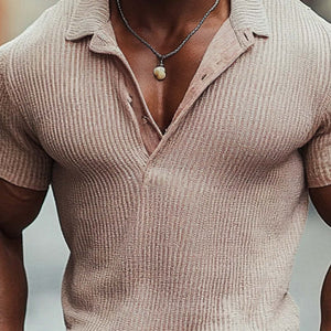 Einfarbiges Slim Fit Poloshirt aus Wolle für Herren mit kurzen Ärmeln