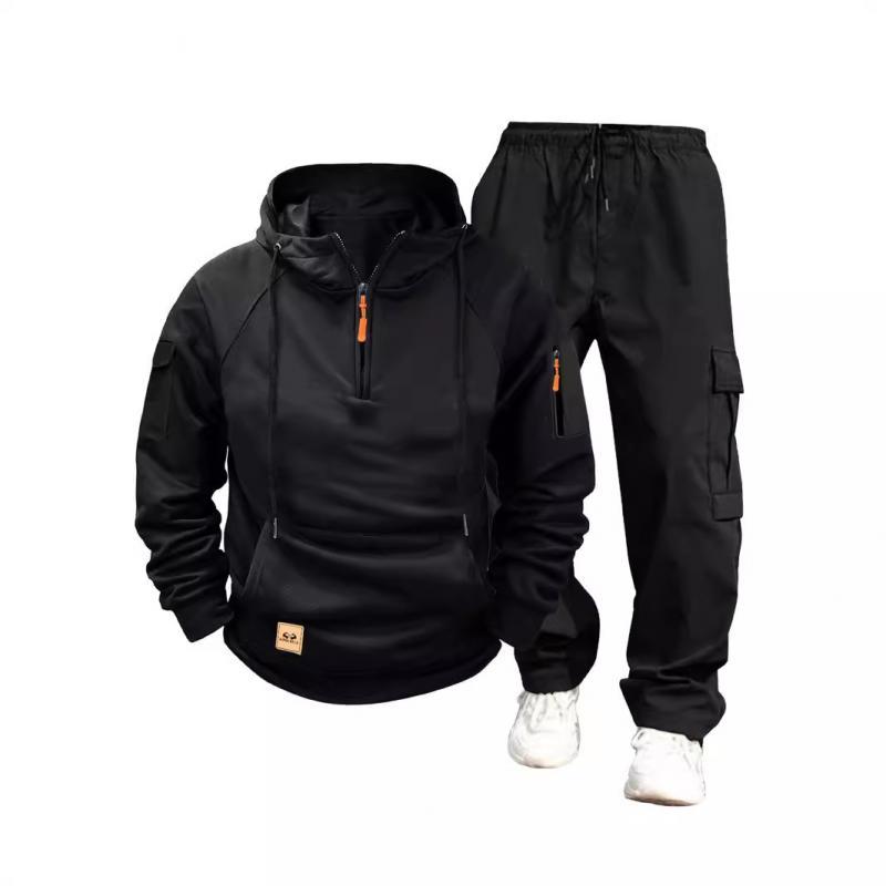 Men's Casual Solid Color Hooded Sweatshirt And Pants Set 54142080Y