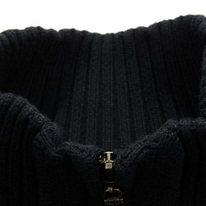 Cárdigan informal de punto ajustado con cremallera y cuello alto para hombre