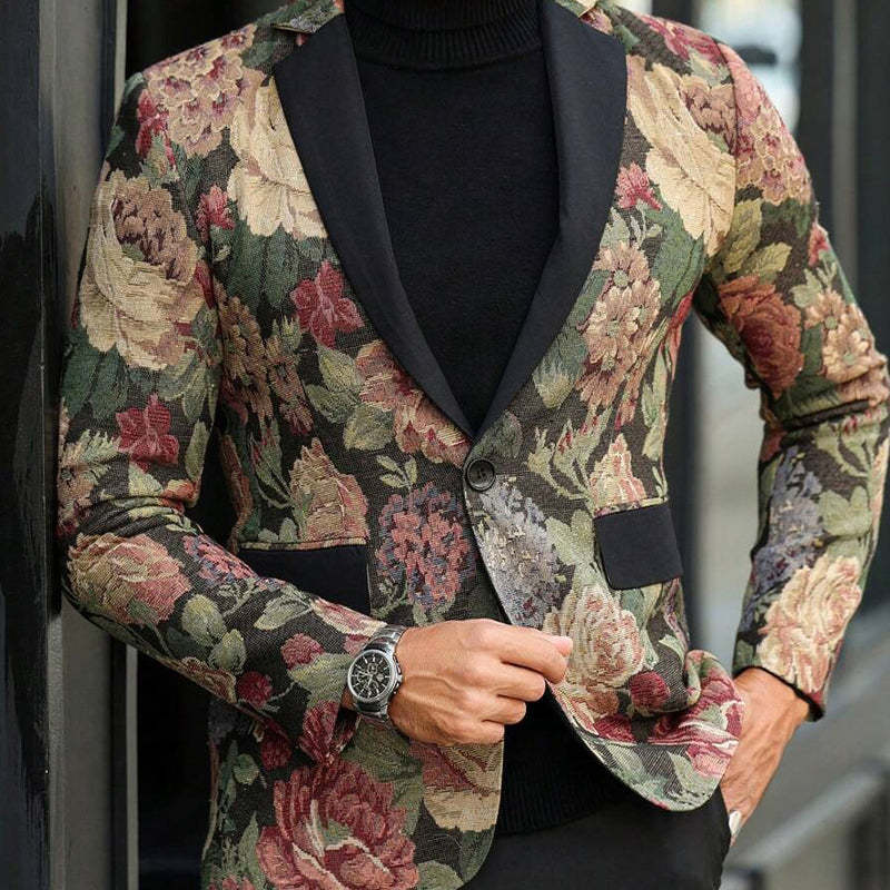 Men's Floral Jacquard Casual Blazer