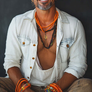 Herren-Langarmhemd aus gewaschenem Vintage-Denim