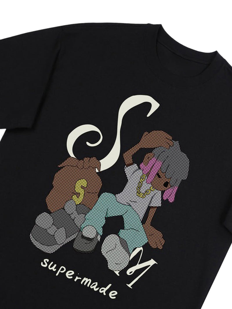 Hip Hop Cartoon Character Print T-shirt