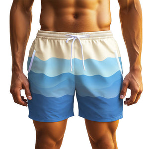 Pantalones cortos deportivos casuales de rayas onduladas para hombre