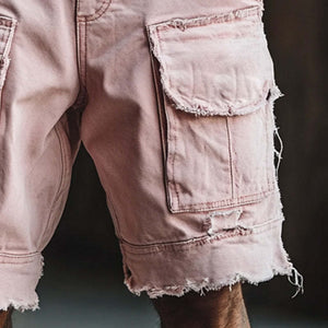 Men's Fashion Raw Edge Denim Shorts