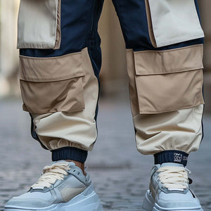 Men's Contrast Color Paneled Cargo Trousers