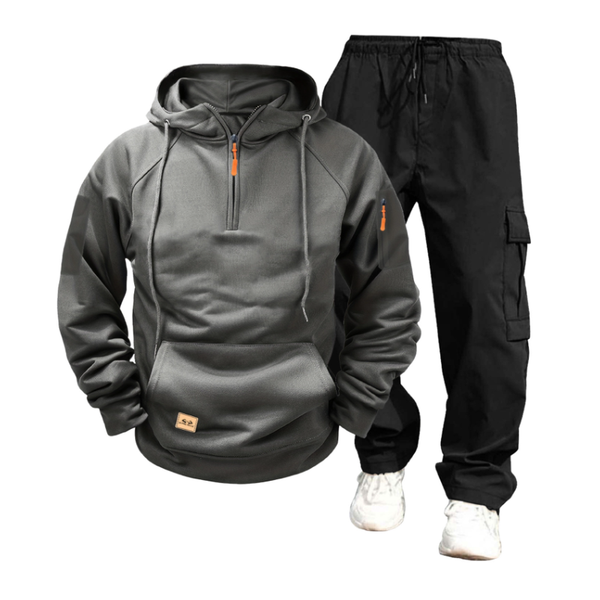 Men's Casual Solid Color Hooded Sweatshirt And Pants Set 54142080Y