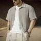 Men's Casual Gray Textured Short-sleeved Shirt