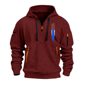 Sudadera con capucha deportiva y de ocio para hombre con bandera de EE. UU. en jacquard