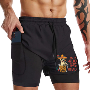 DI HOLA PANTALONES CORTOS PARA CORRER CON BOLSILLO DE SECADO RÁPIDO 2 EN 1 DE 7'' DE ENTREPIERNA