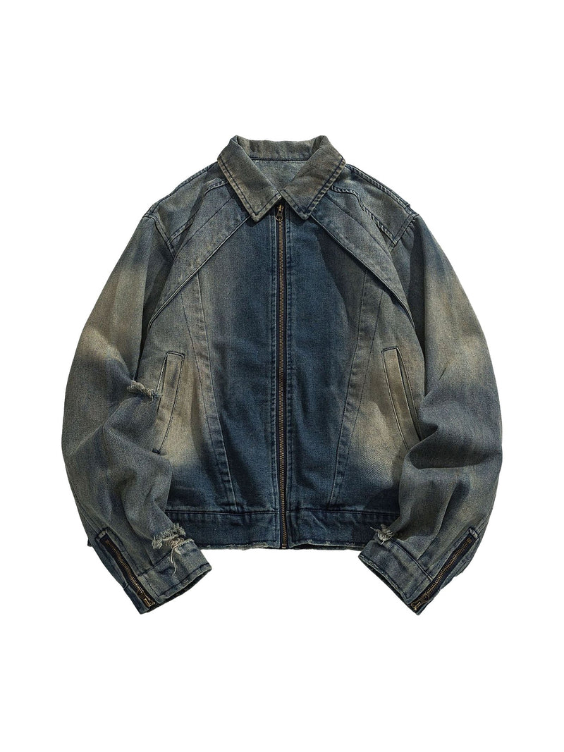 High Street Hip-Hop-Jeansjacke im Used-Look 