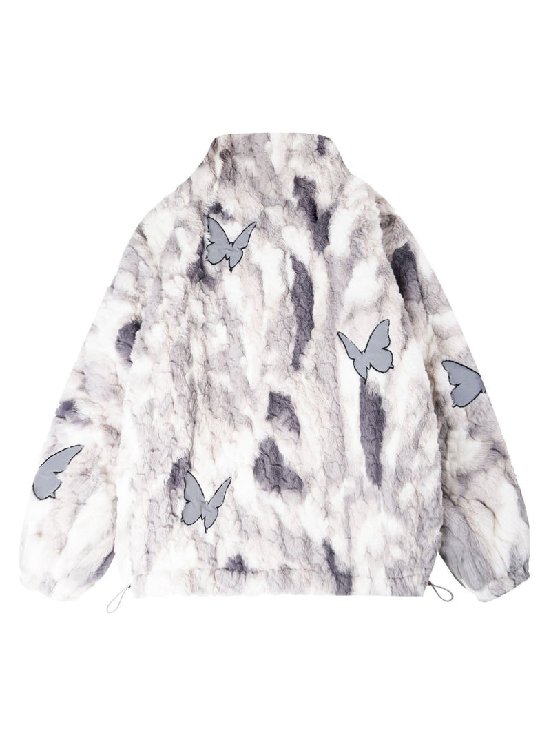 Butterfly Tie-Dye Sherpa Quilted Jacket