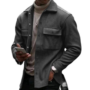 Men's Solid Color Lapel Single Breasted Jacket