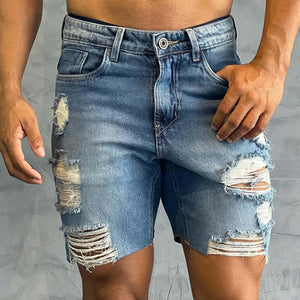 Men's Retro Casual Distressed Denim Shorts