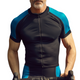 Camiseta deportiva de manga corta, estilo retro, informal, de secado rápido, con cremallera y sin cuello para hombre