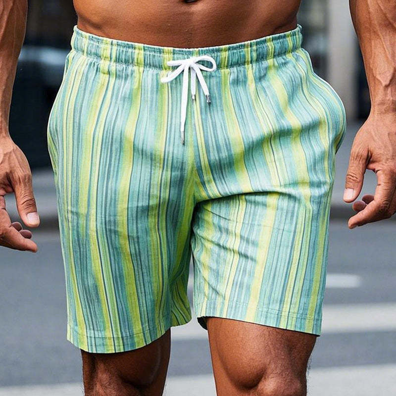 Pantalones cortos casuales con estampado de rayas para hombre