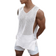 Camiseta sin mangas de punto transpirable, hueca, con cuello redondo, informal, para hombre