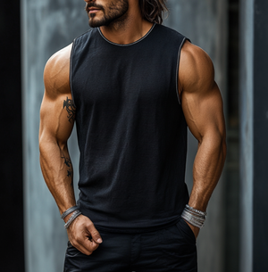 Men's Casual Waffle Crew Neck Loose Tank Top