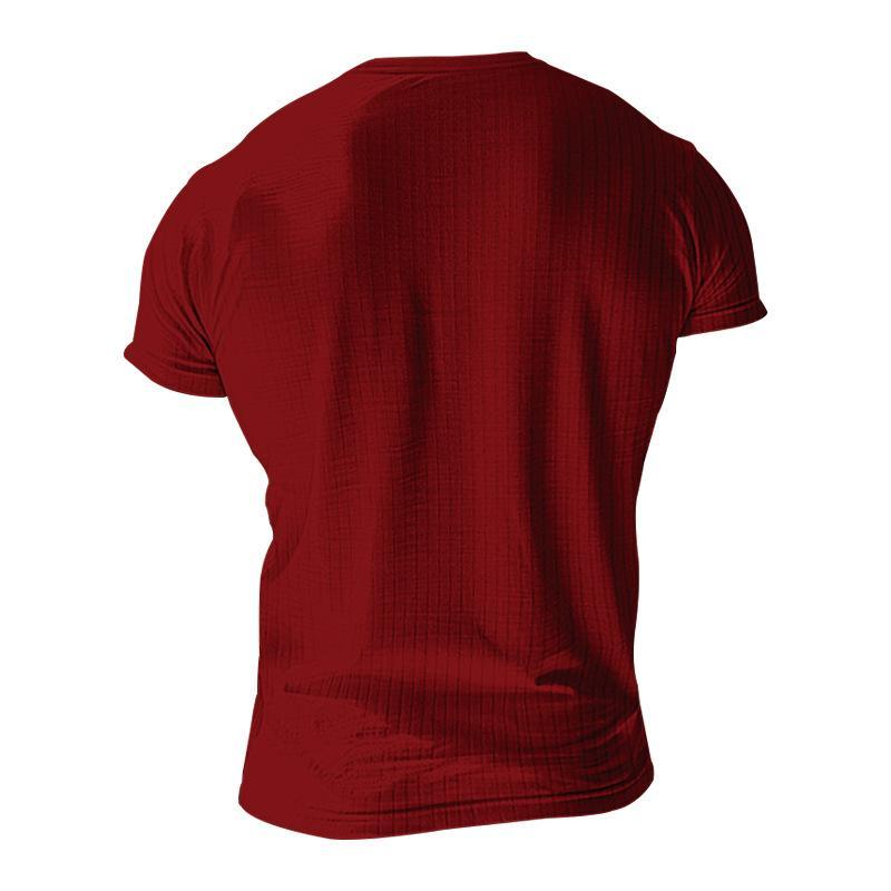 Lässiges Henley-T-Shirt aus Stretch-Strick für Herren, kurzärmelig