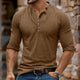 Camiseta informal de manga larga con cuello henley y múltiples botones para hombre