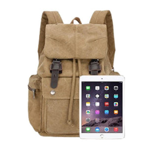 Mochila de lona retro para hombre, de gran capacidad y con múltiples bolsillos para exteriores