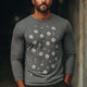 Men's Blended Daisy Embroidered Long-sleeved T-shirt