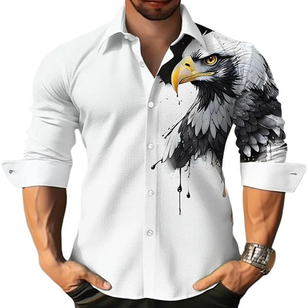 Men's Animal Print Long Sleeve Lapel Shirt