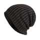 Gorro de punto cálido con forro de franela y rayas verticales bicolor retro para hombre