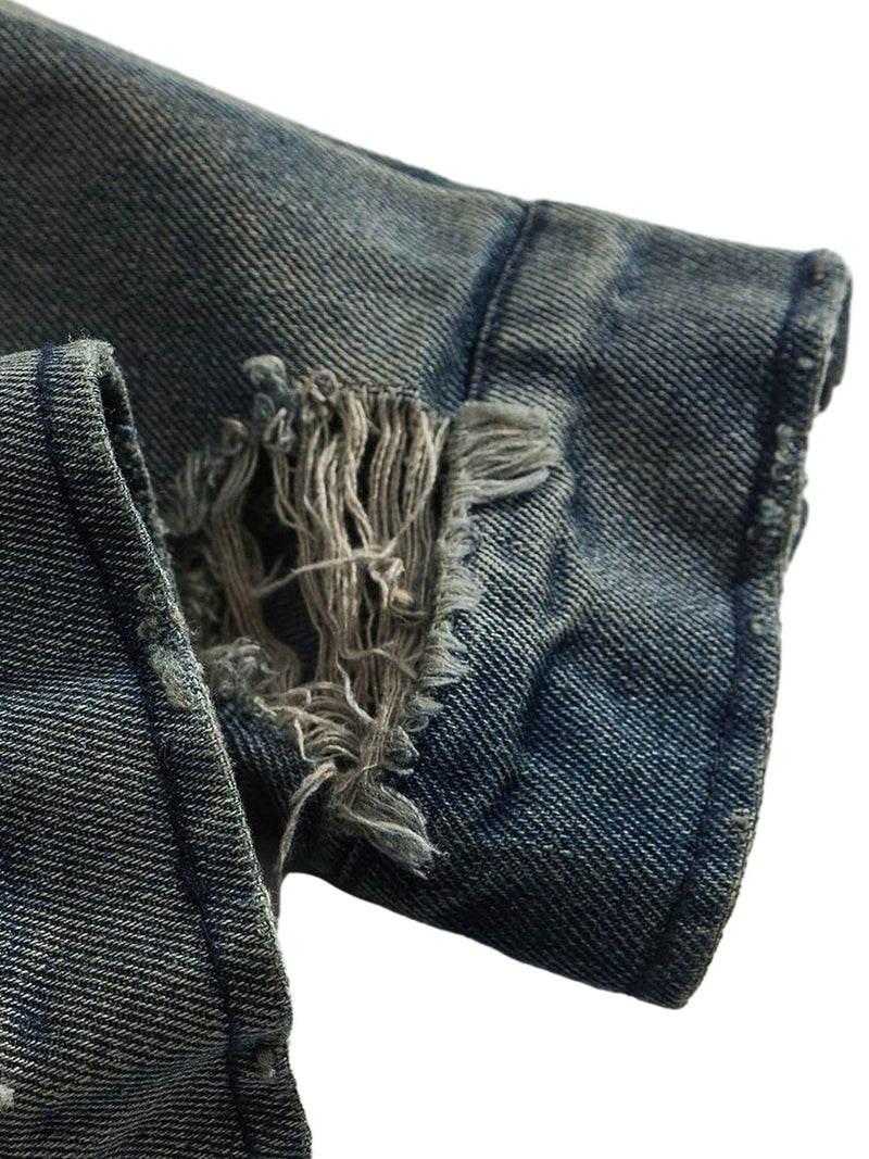 High Street Hip-Hop-Jeansjacke im Used-Look 
