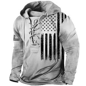 Sudadera con capucha retro patriótica para hombre con bandera estadounidense y águila