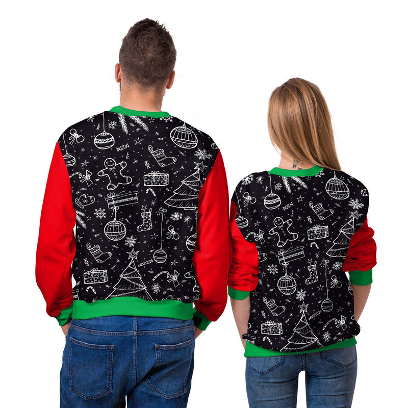 CHRISTMAS HALLOWEEN 3D DIGITAL PRINTED COUPLE'S ROUND NECK HOODIE