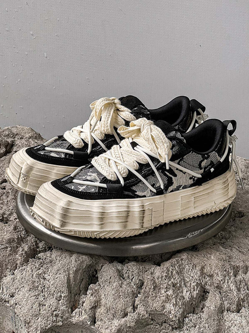 Double Laces Platform Canvas Sneakers