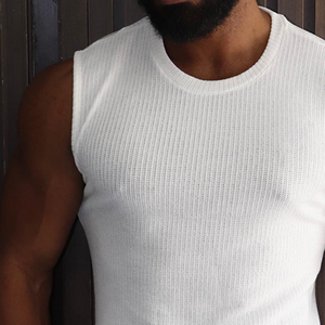 Men's Retro Casual Solid Color Round Neck Tank Top