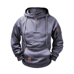 Men's Solid Zip-Up Hoodie Raglan Sleeve Sweatshirt