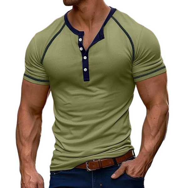 Camiseta de manga corta de algodón de corte entallado informal de moda de primavera para hombre
