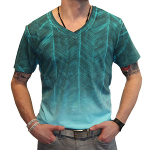 Men's Summer Casual V-neck Gradient Printed T-shirt