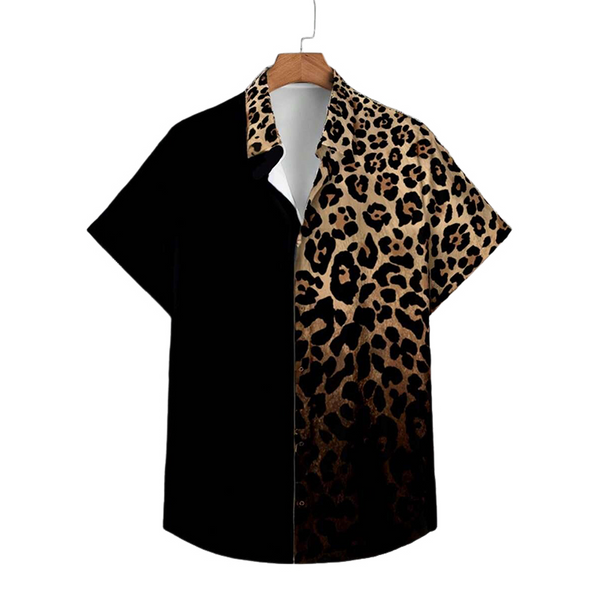 Men's Leopard Print Short Sleeve Shirt