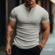 Lässiges Henley-T-Shirt aus Stretch-Strick für Herren, kurzärmelig