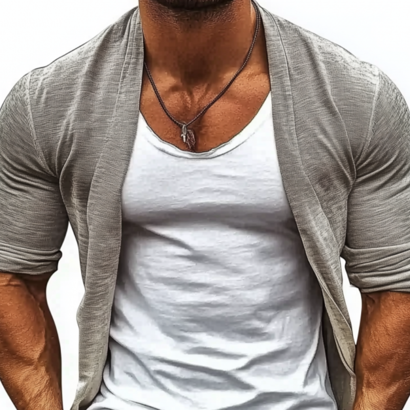 Lässiger, bequemer Herren-Cardigan aus Baumwolle mit langen Ärmeln
