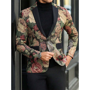 Lässiger Herrenblazer mit Blumenmuster und Jacquardmuster