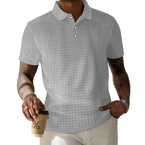 Polo de manga corta con rayas texturizadas para hombre