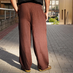 Pantalones casuales holgados de algodón y lino de moda de primavera para hombre