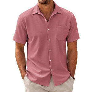 Camisa informal de manga corta de mezcla de algodón para hombre