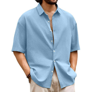 Men's Casual Solid Hawaiian Short Sleeve Shirt