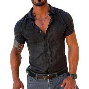 Men's Casual Cotton Linen Short-sleeved Shirts