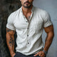 Men's Cotton Solid Color Lapel Short Sleeve Shirt