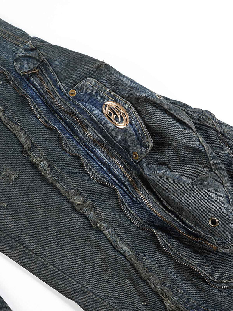 Wasteland Style Washed Straight Leg Jeans