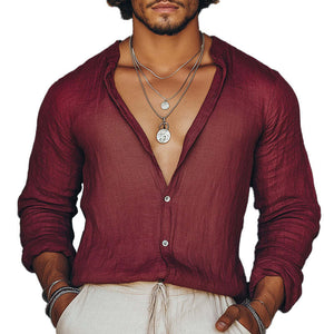 Men's Simple Solid Color Long Sleeve Shirt