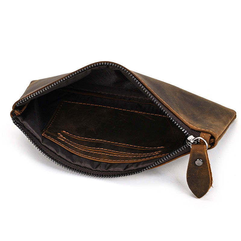 Cartera larga vintage de piel de Caballo Loco con cremallera de gran capacidad para hombre 