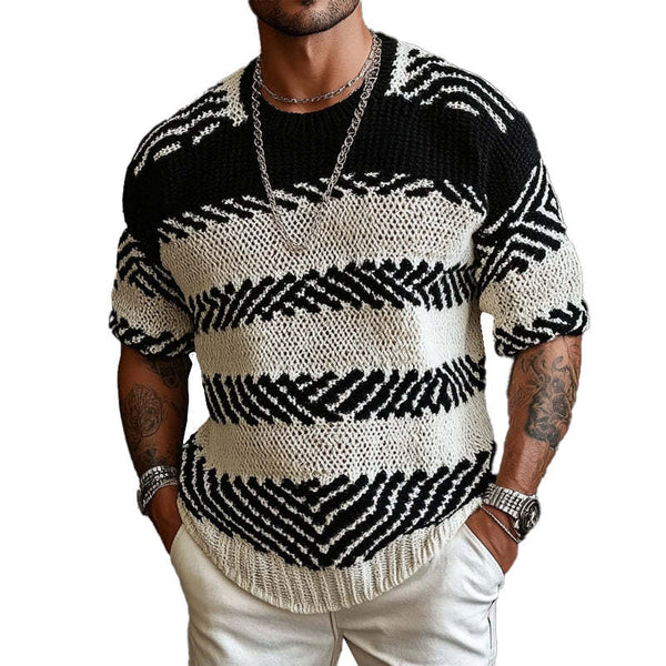 Camiseta de punto con cuello redondo y media manga para hombre 